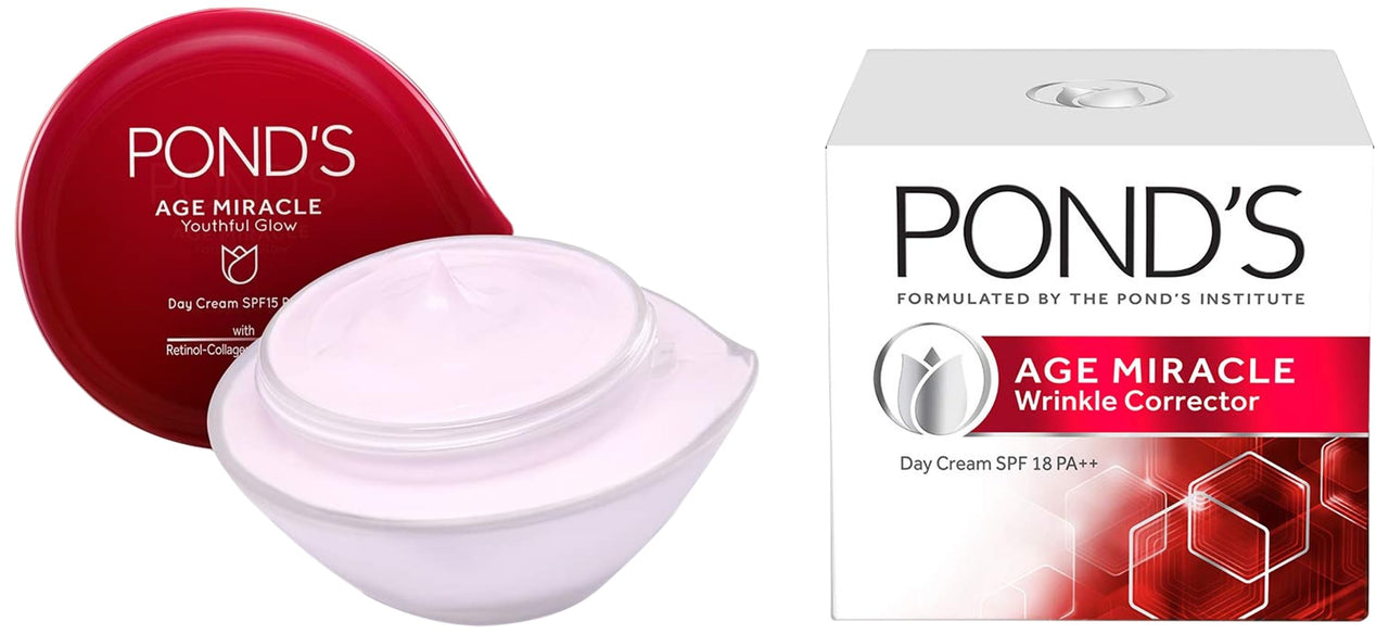 POND's Age Miracle Wrinkle Corrector Day Cream SPF 18 PA++ 20g & Age Miracle Wrinkle Corrector SPF 18 PA++ Day Cream, 35g
