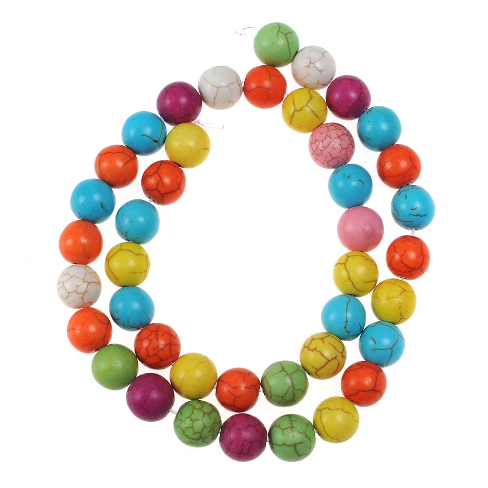 Stone Beads 6mm Colorful Turquoise Gemstone Round Loose Beads Crystal Energy Stone Healing Power for Jewelry Making DIY,1 Strand 15"
