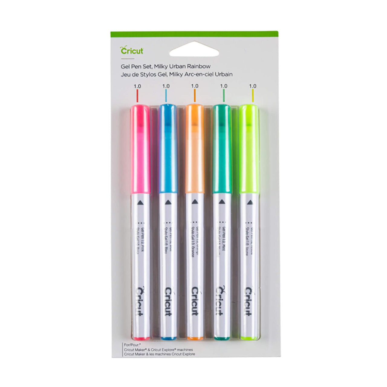 Cricut Gel Set, Milky Urban Rainbow (5) Pens 5 Count (Pack of 1) Gel Pens