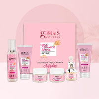 Globus Naturals Revival Rice Ceramide Skincare Gift Box, For Korean Glass Skin, Set of 6 Face Wash 75gm, Cream 50gm, Scrub 50gm, Peel off Mask 75gm, Serum 30ml, Toner 100ml (380gm, RiceGB2PG)
