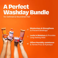 MANETAIN Washday Hold Bundle Full Size - Complete Curly Hair Care Set | Moisturizing Shampoo 237ml | Multipurpose Conditioner 200gm | Leave-In Conditioner 200ml and Hard Hold Gel 200ml