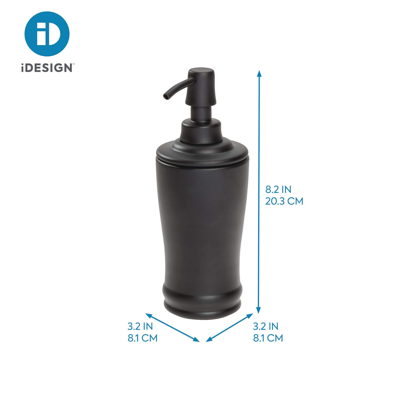 iDesign Olivia Metal Tall Pump, Liquid Soap Dispenser Holds 8 Oz. for Bathroom, Kitchen Sink, Vanity, Matte Black
