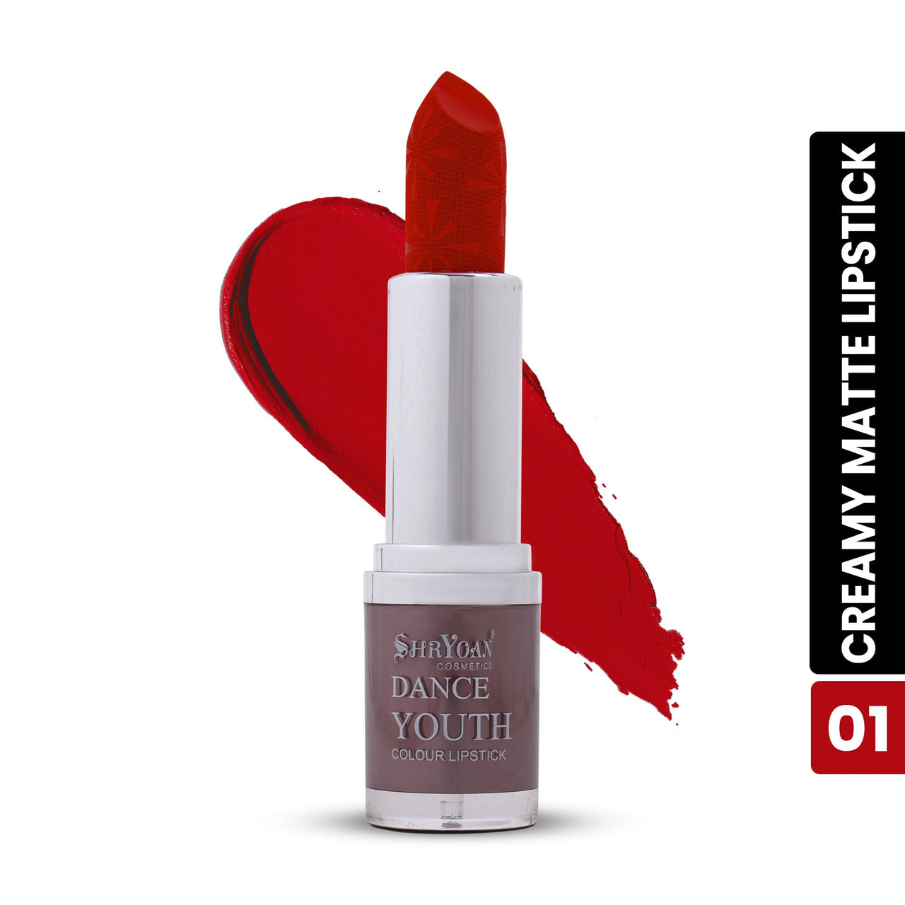 Shryoan Dance Youth Colour Matte Lipstick | 24hr Long Lasting, Velvet Texture, Matte Finish, Easy to Glide and Easy to Use (3.8g) (Shade-01)