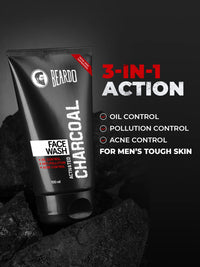 Beardo Activated Charcoal Facewash & Bodywash Combo |Deep Pore Cleansing|Removes Dirt & Impurities|Pollution Damage Control|Oil Control|For Men 100ml