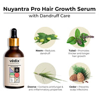 Vedix Customized Hair Fall & Dandruff Control For Normal/Oily Hair, Dry Scalp & Curly Hair, Fenugreek & Sesamum, Anti-Hairfall Shampoo & Nuyantra Pro Hair Growth Serum x Dandruff Care, 240ml