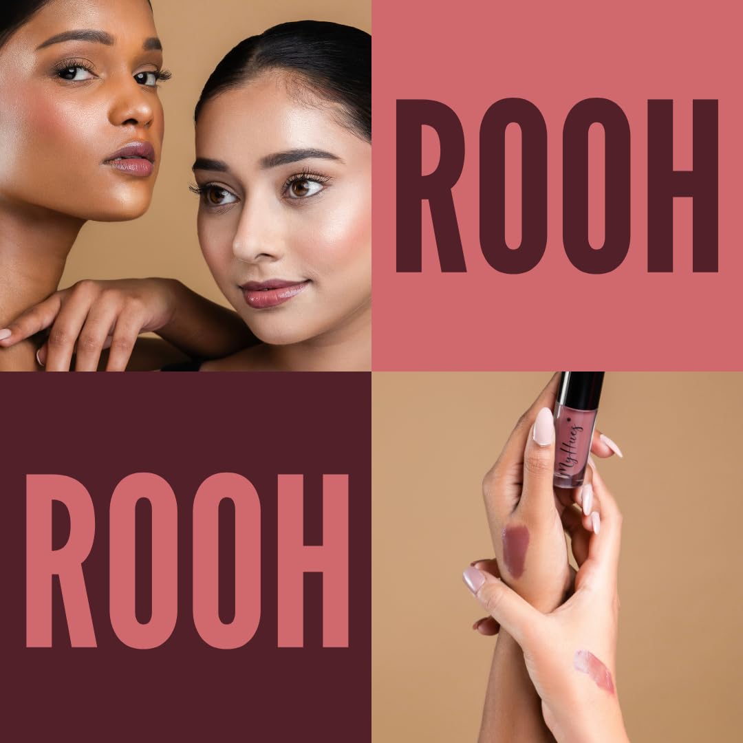 MyHues HyGlow Lip Elixir, Lip Gloss and Oil Hybrid, Nourishing Jojoba, Almond, Squalane 100% (Plant Derived), Shea Butter, Moisturizing, Buildable Colour, Glossy Finish (Nude Pink (Rooh))