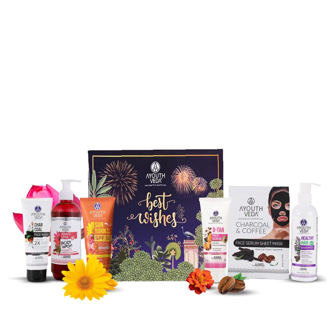 Ayouthveda Best Wishes Gift Hamper For Family & Friends | Luxury Combo Kit for All Occasions | Personal care Essential | Pack of 6 | New Year Special Gift