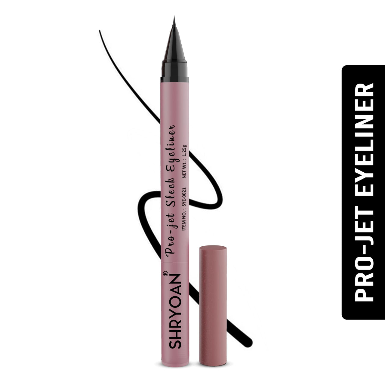 Shryoan Pro-Jet Sleek Black Eyeliner | Intense Black Finish |Quick Dry Formula |24-Hour Smudge-Proof Wear | Ideal for Professional and Everyday Use| 1.25g