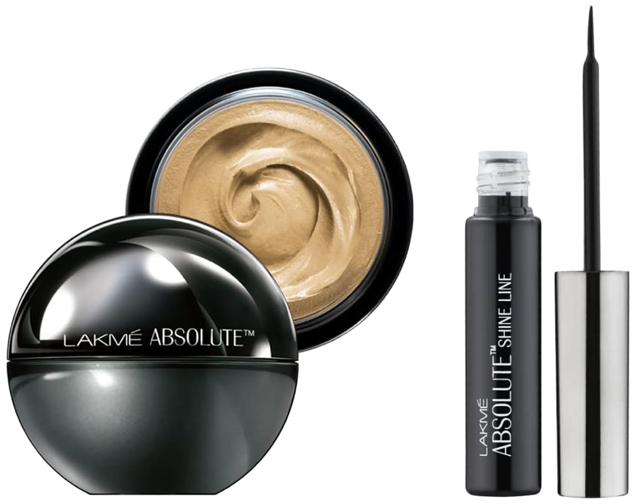 Lakmé Absolute Skin Natural Mousse, Ivory Fair 01, 25g & Lakmé Absolute Shine Liquid Eye Liner, Black, 4.5ml