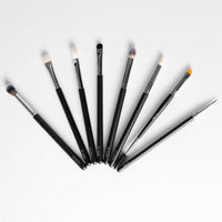 PAC Eye Series Synthetic Bristle Makeup Brush Set | Foundation, Blush, Eyeliner, Concealer, Eyeshadow Brushes with Makeup Brush Pouch | For Cream, Liquid And Powder Formulation - 8 Brushes