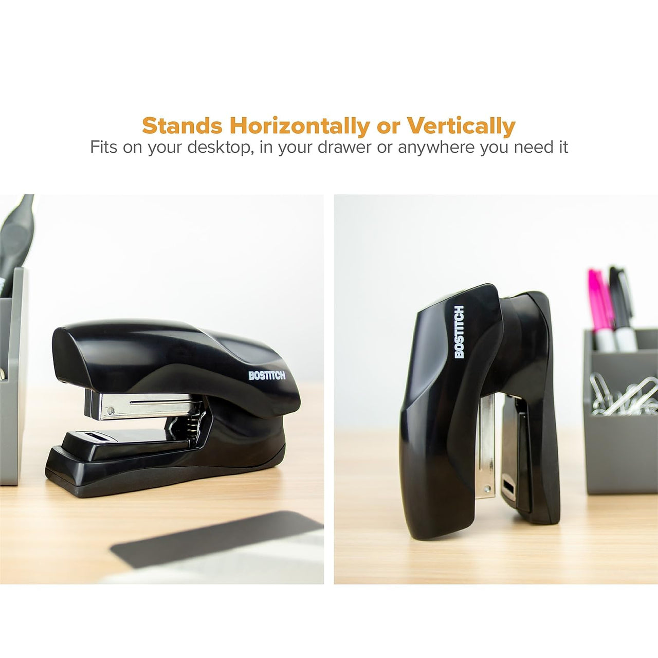 Bostitch Office Heavy Duty Stapler, 40 Sheet Capacity, No Jam, Half Strip, Fits into the Palm of Your Hand, For Classroom, Office or Desk, Black