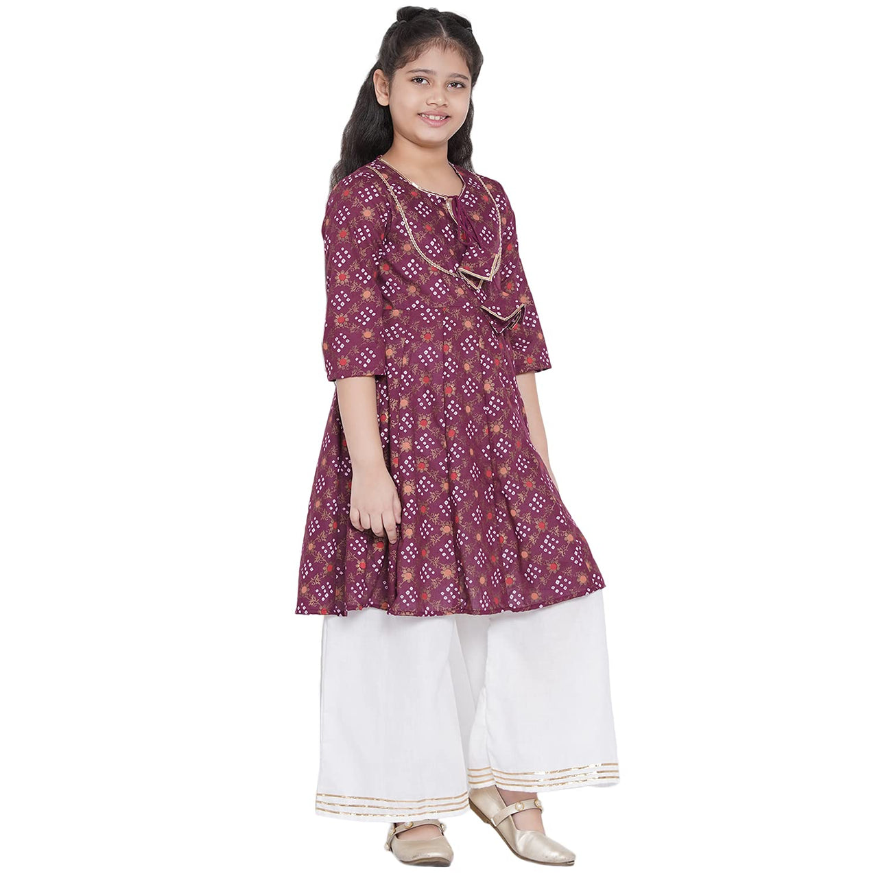 Bitiya By Bhama Girl's  Cotton Blend Kurta & Palazzo