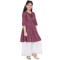 Bitiya By Bhama Girl's  Cotton Blend Kurta & Palazzo