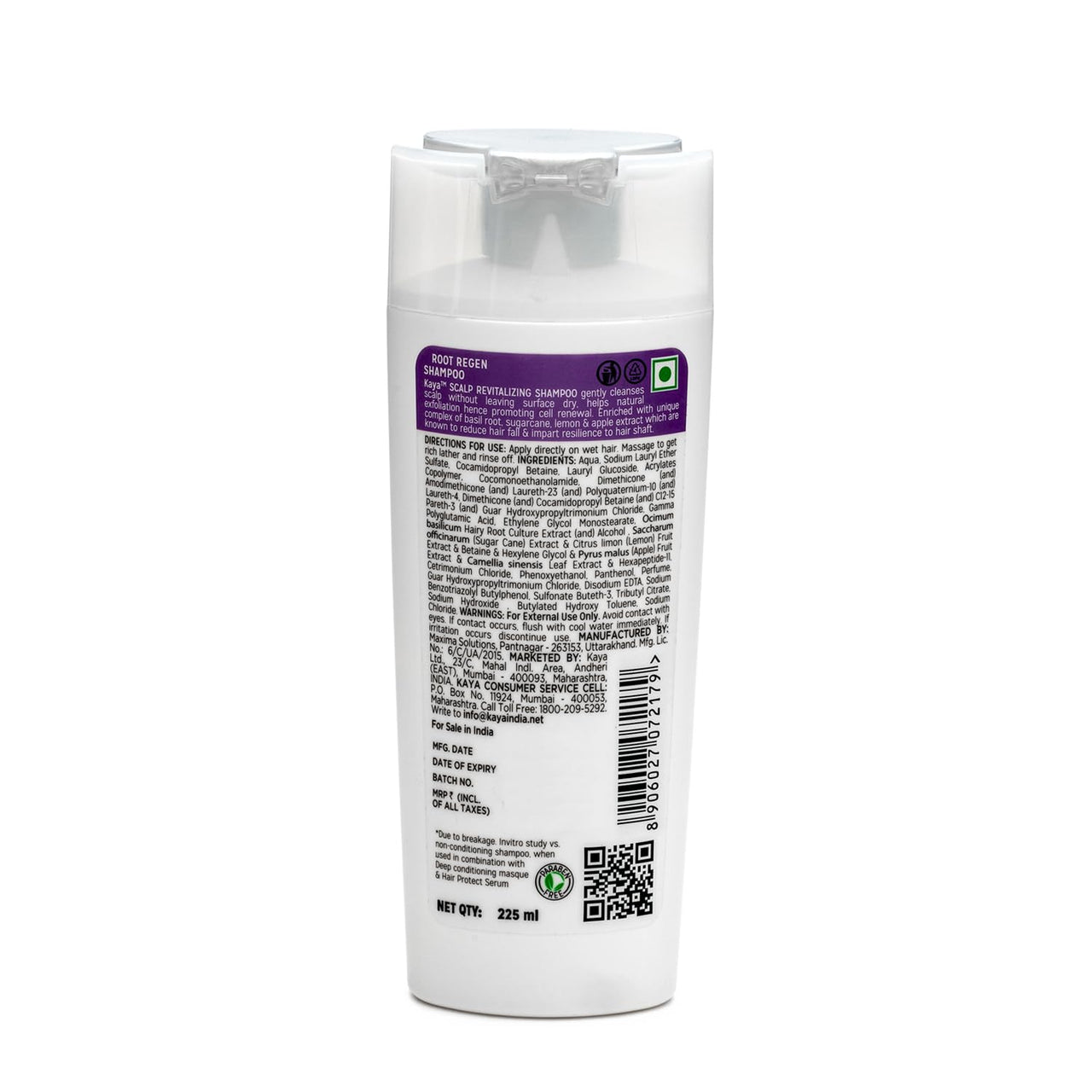 Kaya Clinic Scalp Revitalizing Shampoo Mild Every Day Use Shampoo, Balances pH, Reduces Hair Fall, Contains Basil, Sugarcane, Lemon, Apple Extracts, 225ml