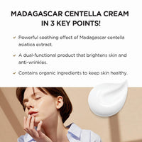 SKIN1004 Madagascar Centella Cream 2.53 fl.oz Organic Ingredients Moisturizing Brightening Wrinkle Care, 75 ml