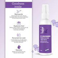 BAKE 5% Niacinamide & Rice Water Toner | Fermented Rice Water Extract | For Dry & Acne Prone Skin | Alcohol Free Toner with Hyaluronic Acid | Smoothens Uneven Skin | Fades Acne Marks | 100ml