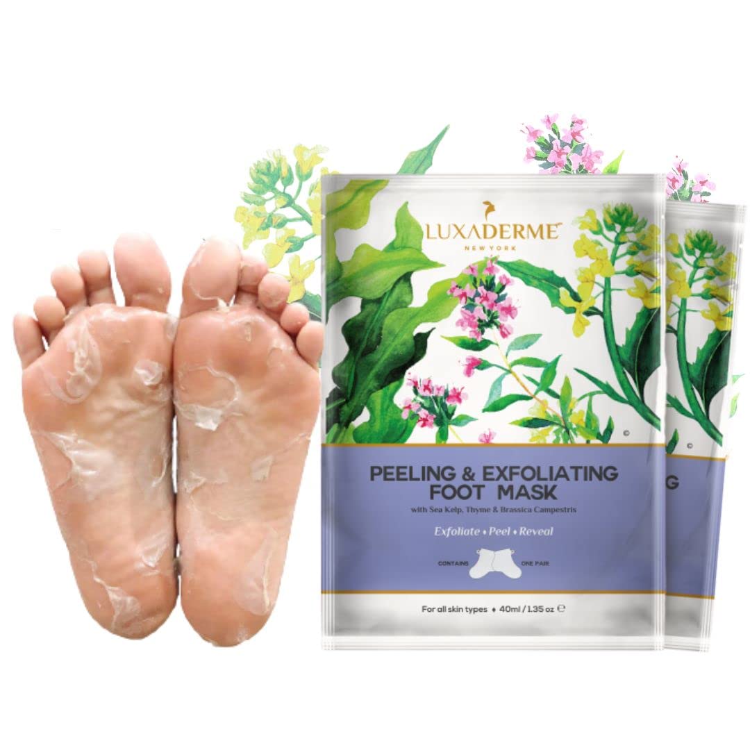 LuxaDerme Peeling & Exfoliating Foot Mask for Baby Soft Feet | Removes Dry Skin & Hard Calluses | Hydrates Dry Feet (Pack of 2)