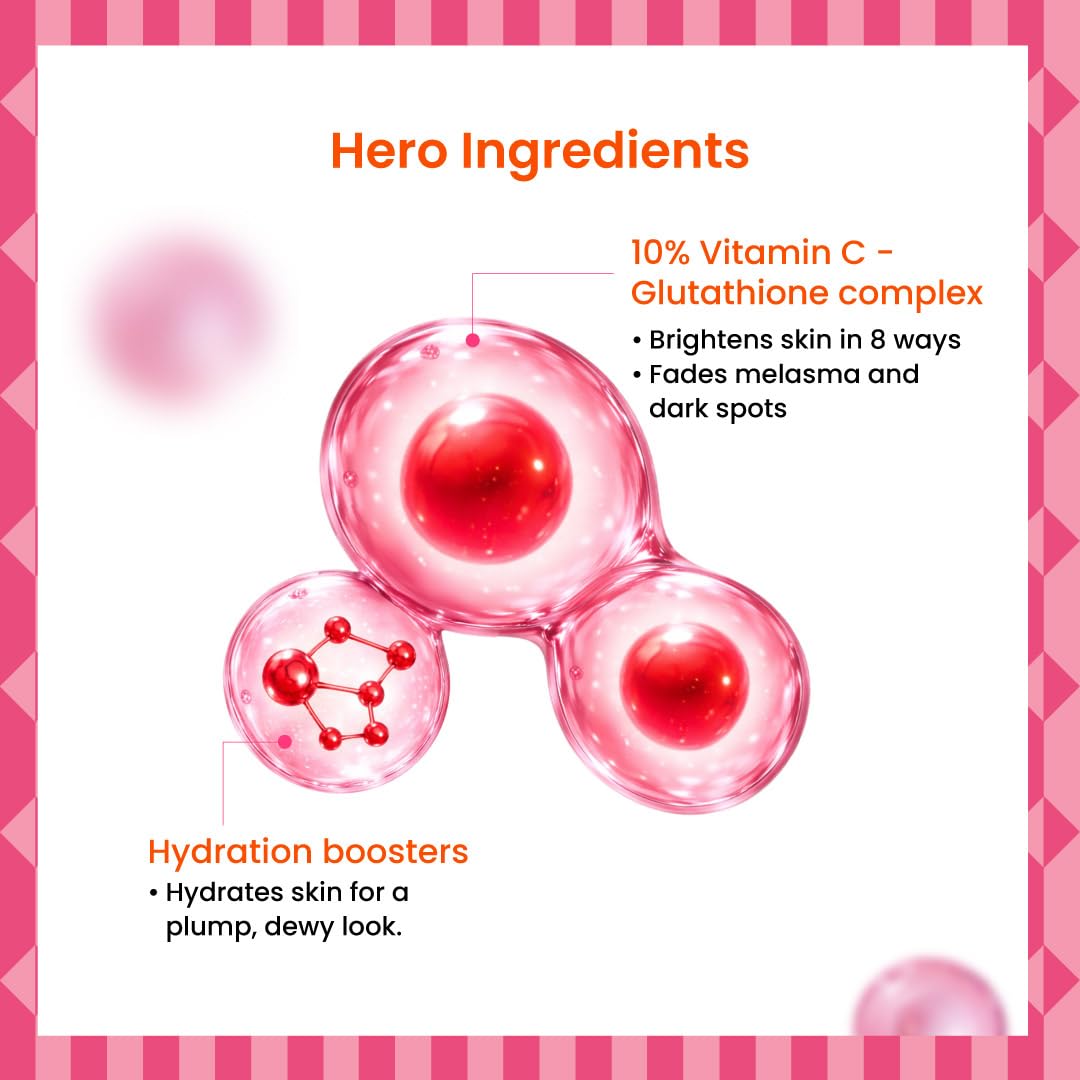 Foxtale 10% Vitamin C + Glutathione Complex Serum, Brightens skin in 3 days, Fades melasma & dark spots, Evens Skin tone, Gentle & Non-irritating, For All Skin types, Men & Women