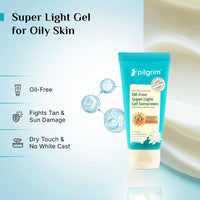 Pilgrim 5% Niacinamide Oil-Free Super Light Gel Sunscreen For Oily Skin SPF 50 PA++++ with Korean White Lotus | No White Cast, Dry Touch, Fast Absorbing | UVA/UVB , Broad Spectrum Protection | Prevents Tanning | For Women and Men | 45ml