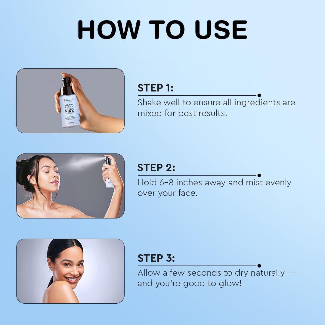Million Colors Makeup Fixer Spray 60ml | Dewy Setting Spray for Long-Lasting Makeup | Ideal for Dry & Oily Skin | Hydrating, Soothing & Refreshing | Waterproof, Sweatproof & Matte Finish