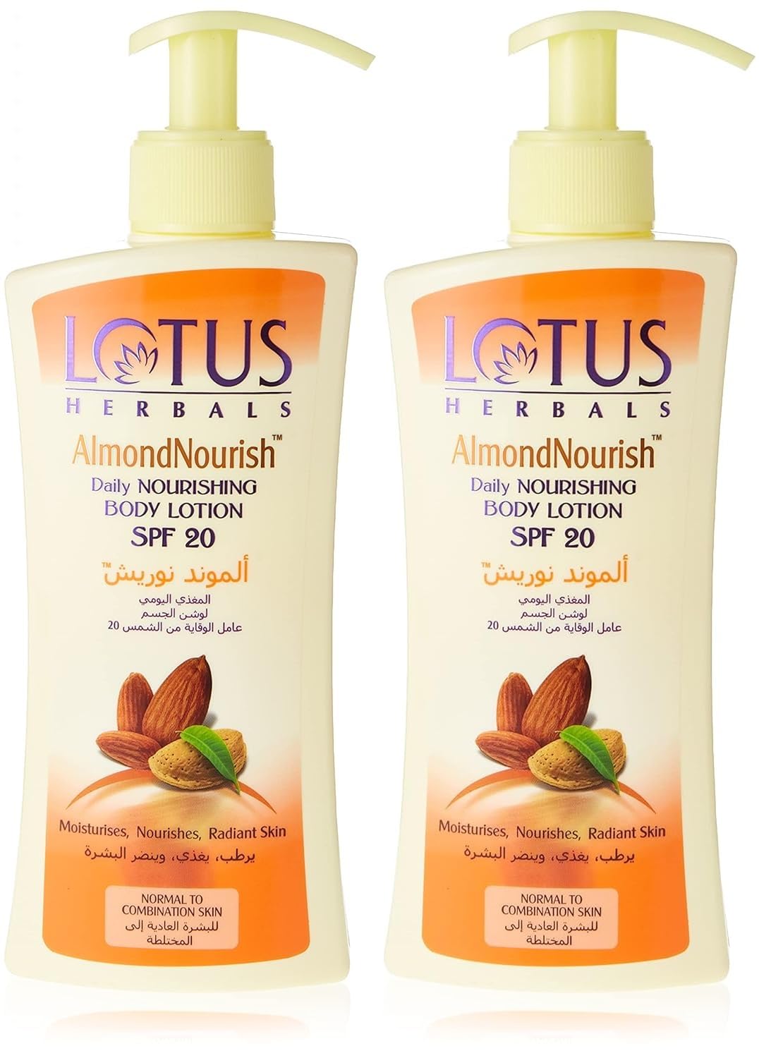 Lotus Herbals Almondnourish Daily Nourishing Body Lotion | Moisturises and Nourishes Skin | SPF 20 | For Normal & Combination Skin - 250g x Pack of 2