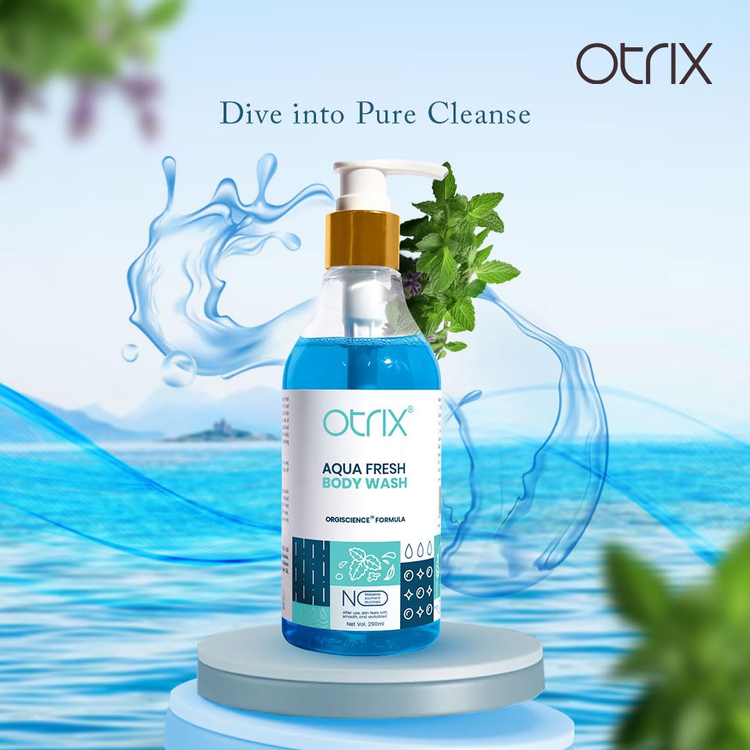 Otrix Aqua Fresh Body Wash, 290ml – With Argan Oil and Palmitic Acid – Hydrating and Refreshing Formula with Aloe and Citrus – Sulfate and Paraben Free