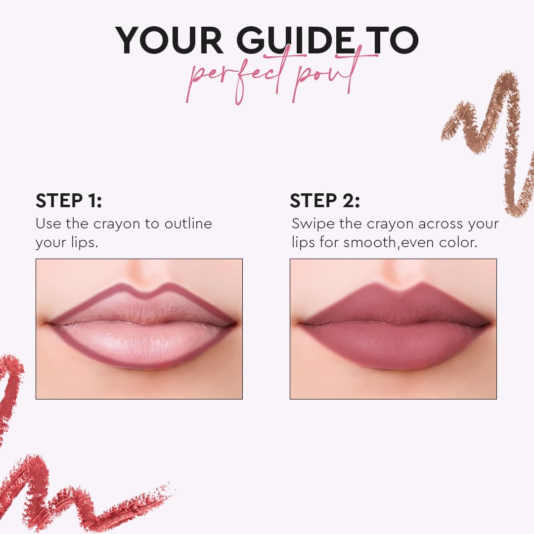 Million Colors Lip Crayon Lipstick | 8H Long-Lasting Matte | Hydrating & Lightweight | Highly Pigmented | Smudge-Proof & Transfer-Proof | Hyaluronic Acid & Shea Butter (Bubblegum 10, 3g)