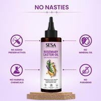 Sesa Ayurvedic Rosemary Hair Oil with Castor Oil & Sesame, Hibiscus For Hair Growth Strengthens Roots Controls Hair Fall and Moisturising Dry Skin - 200ml