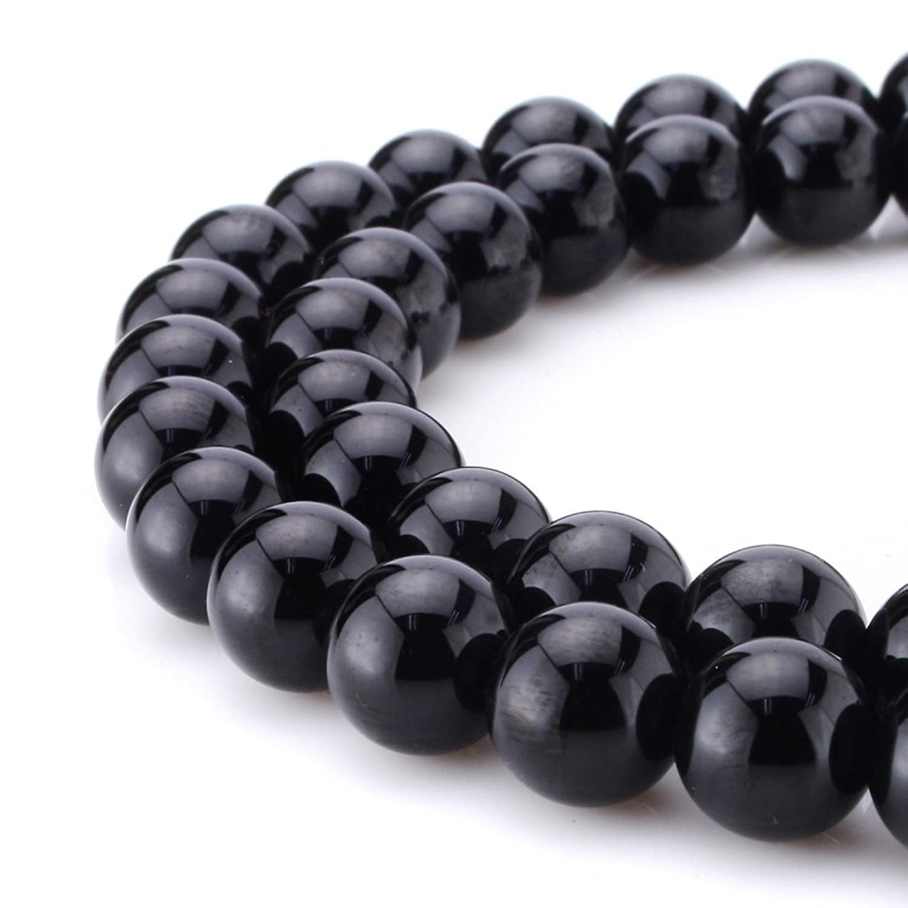 BEADNOVA Black Onyx Beads Natural Crystal Beads Stone Gemstone Round Loose Energy Healing Beads with Free Crystal Stretch Cord for Jewelry Making (8mm, 45-48pcs) 8mm 01) Black Onyx Agate Round Beads