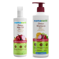 Mamaearth Onion Duo For Hair Fall Control: Onion Hair Oil 250 ml + Onion Shampoo 400 ml