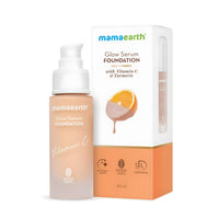 Mamaearth Glow Serum Medium Foundation Dewy With Vitamin C & Turmeric For 12-Hour Long Stay - 01 Ivory Glow - 30 Ml, Normal
