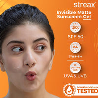 Streax Invisible Matte Gel Sunscreen SPF 50 PA+++, 50g