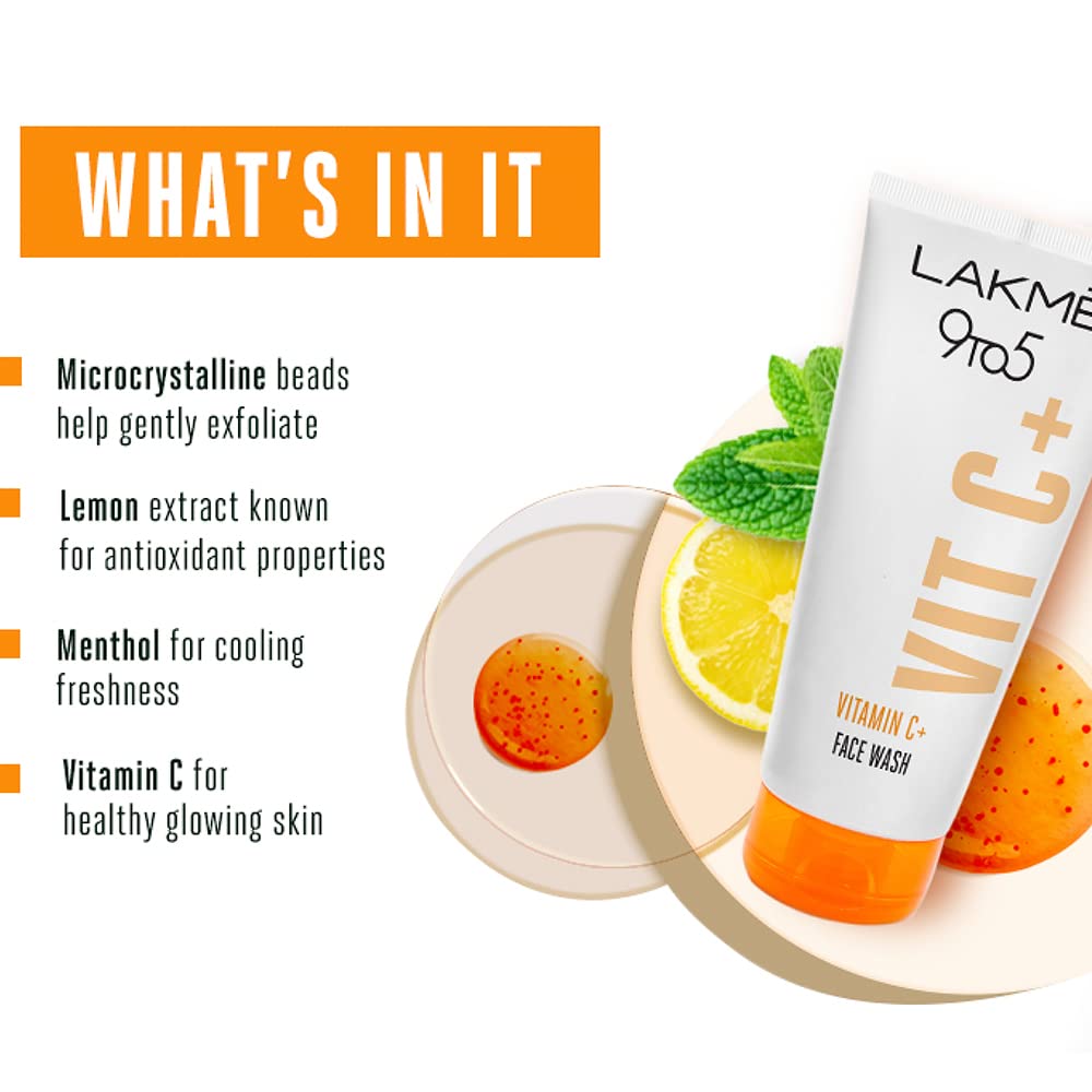 Lakmé Lumi Cream, 30 Gm & Lakmé 9To5 Vitamin C Facewash With Microcrystalline Beads For Refreshed & Glowing Skin 100G