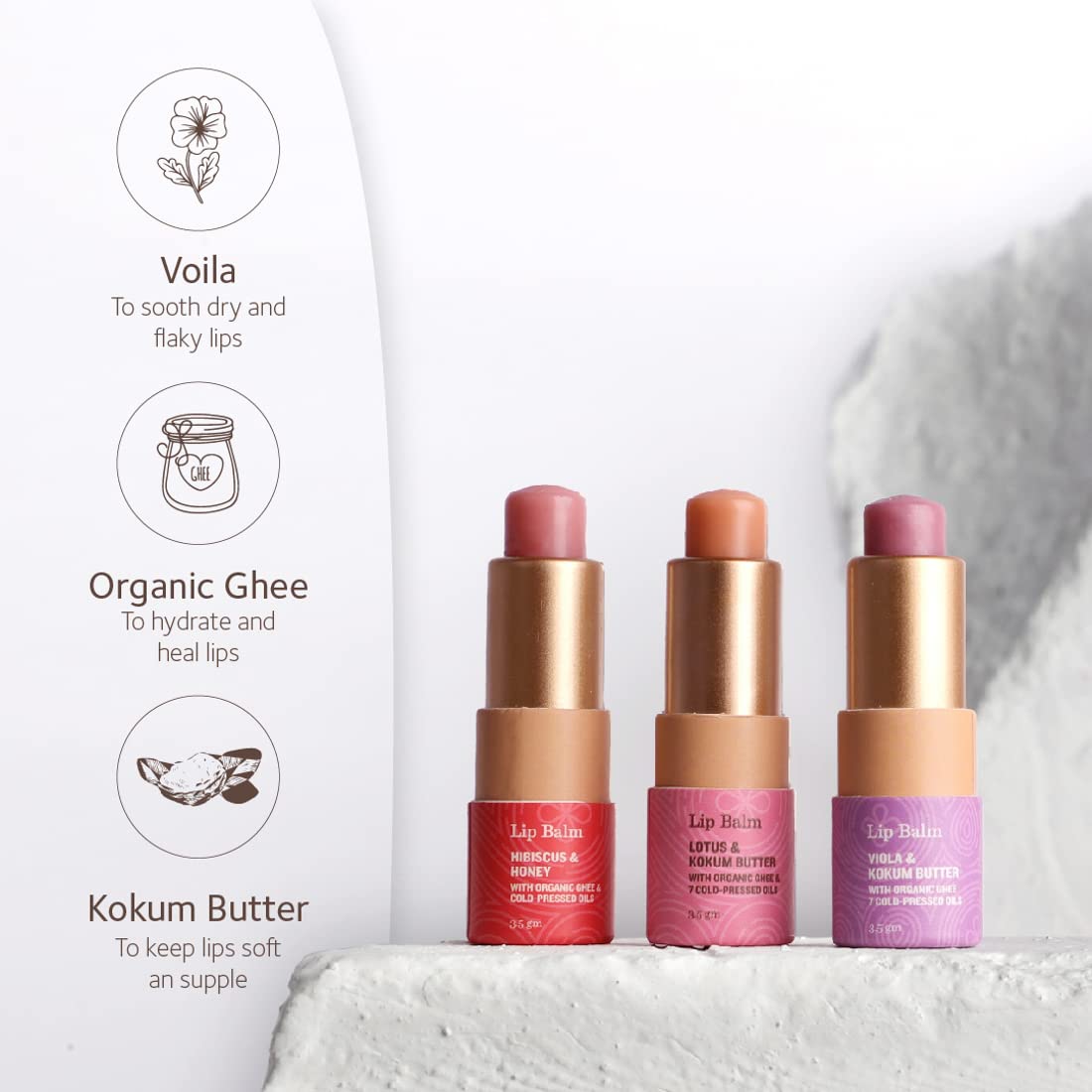 SoulTree Ayurvedic Lip Balm with Viola & Kokum Butter – Nourishing, Softening, and Moisturizing for Smooth, Supple Lips – 3.5g