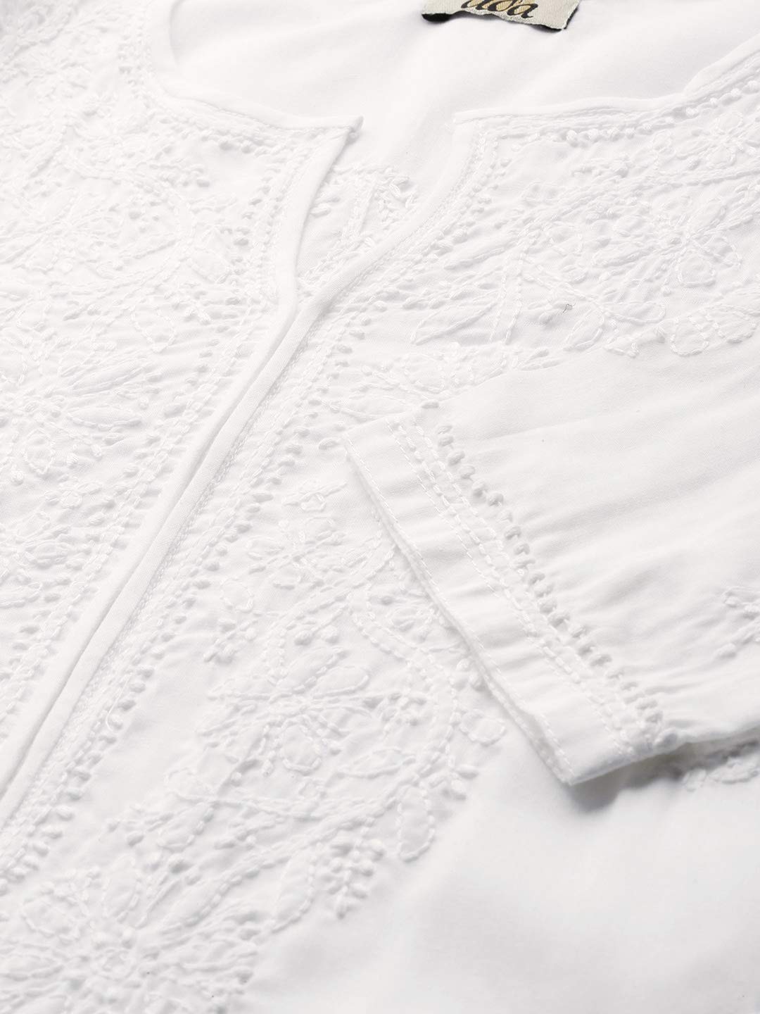 Ada Women's  Hand Embroidered Latest Chikankari Straight Cotton Kurti Kurta