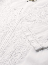 Ada Women's  Hand Embroidered Latest Chikankari Straight Cotton Kurti Kurta