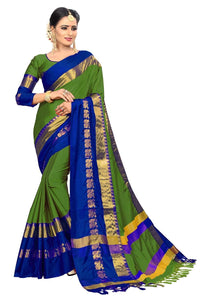 PAREVDEE Women's  Dobby Cotton Saree With Blouse Piece
