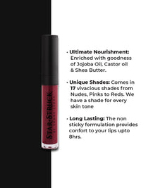 STARSTRUCK BY SUNNY LEONE Glossy Liquid Lip Color, Dark Maroon | Highly Pigmented, Hi-Shine & Non-Sticky Formula | Lip Gloss For Girls, Women | Starry Night