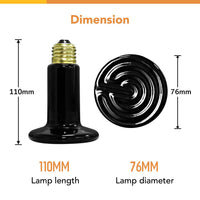 Simple Deluxe 25W/40W/50W/60W/100W/150W Ceramic Heat Emitter Reptile Heat Lamp Bulb No Light Emitting Brooder Coop Heater for Amphibian Pet & Incubating Chicken, Black/2 Pack, 60W 60 Watts
