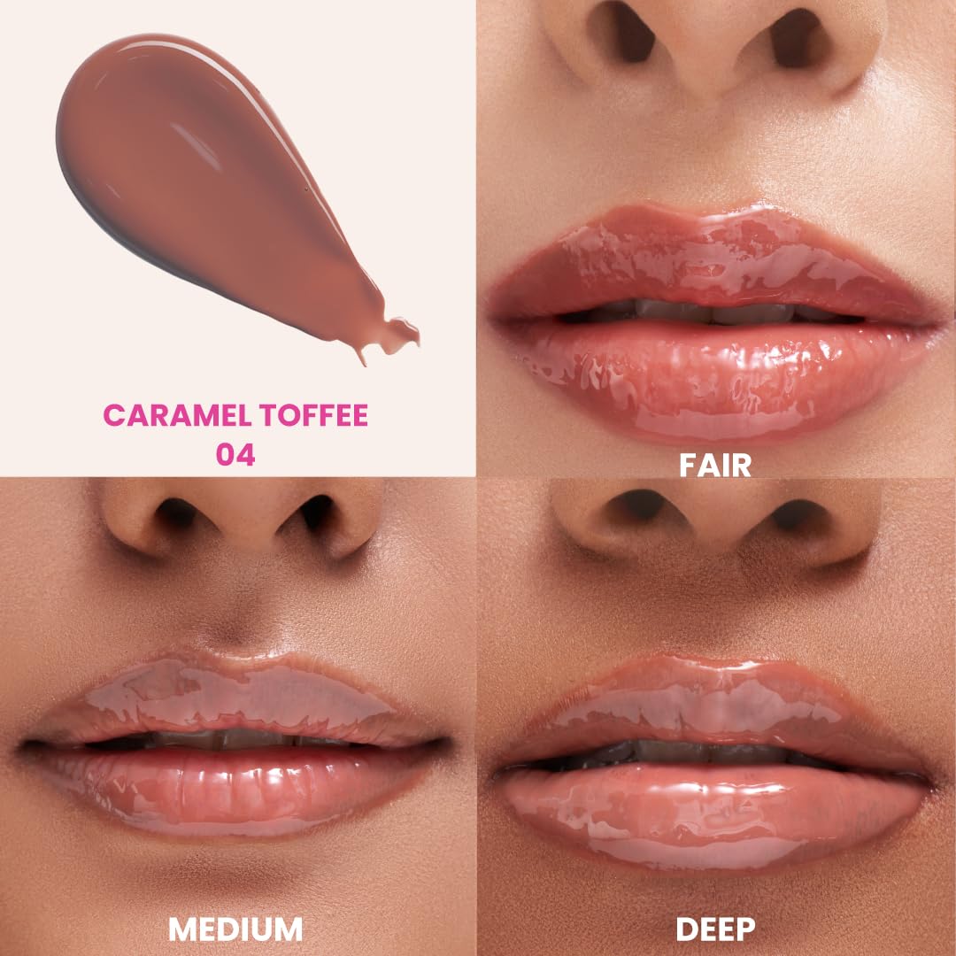 Typsy Beauty Pout Polish Peptide Lip Treatment Balm- Caramel Toffee|Plump lips with hydration|Lip Balm for Dry and Chapped lips|Lip Balm for men & women|Nude|8g
