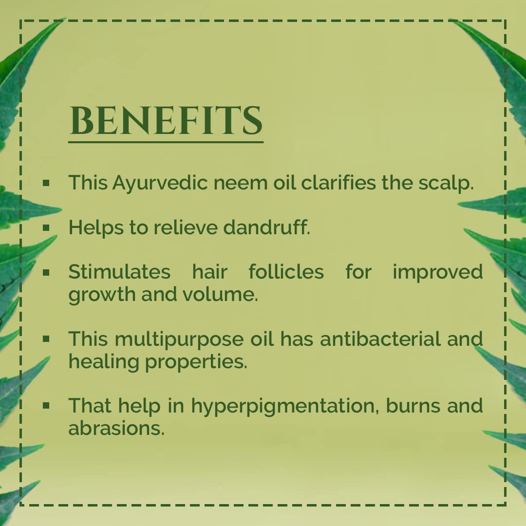 Ashpveda Neem Oil for Skin & Hair Care Ayurvedic Herb Enriched Oil To Reduce Acne Pimples Skin Infections & Hair Lice |Natural Insect Repellent (30 ml)