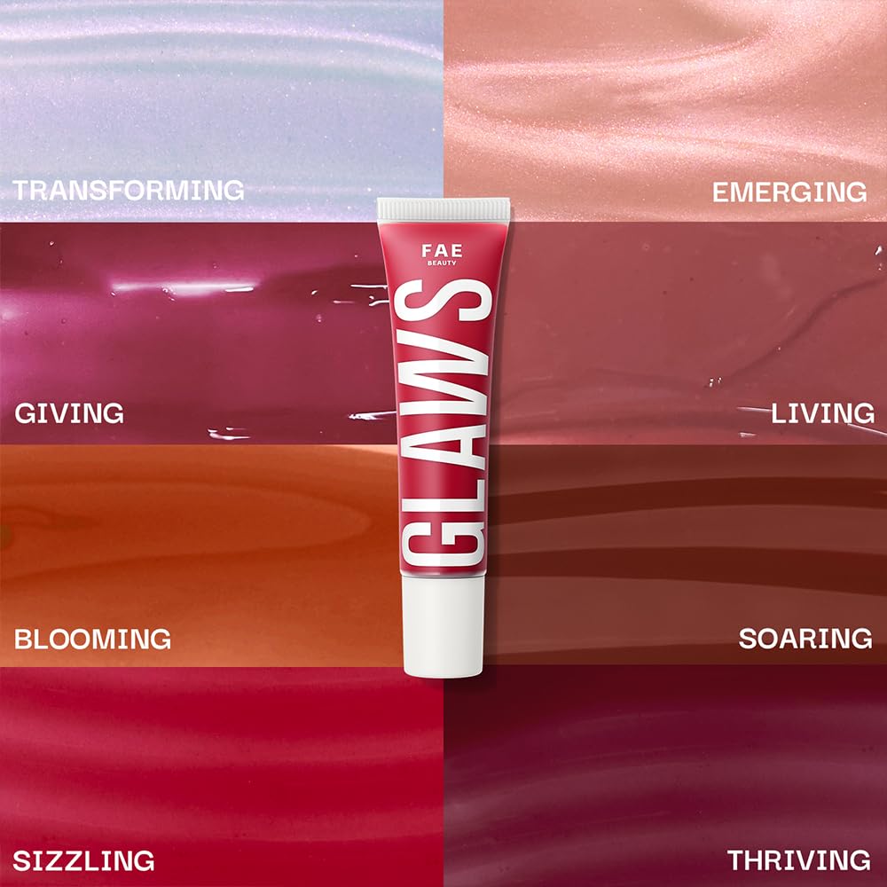 FAE Beauty Peptide Lip Gloss | With Passionfruit Oil & Argireline to Smoothen, Even, and Soften Lips | Non Sticky | Hydrating | Vegan | Shade Blooming | Warm Coral Brown