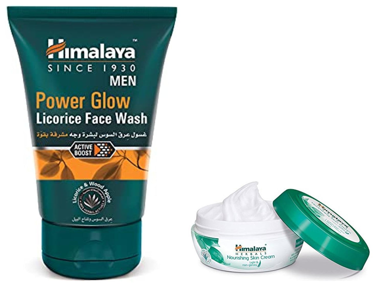 Himalaya MEN Power Glow Licorice Face Wash, 100ml & Himalaya Nourishing Skin Cream, 100ml