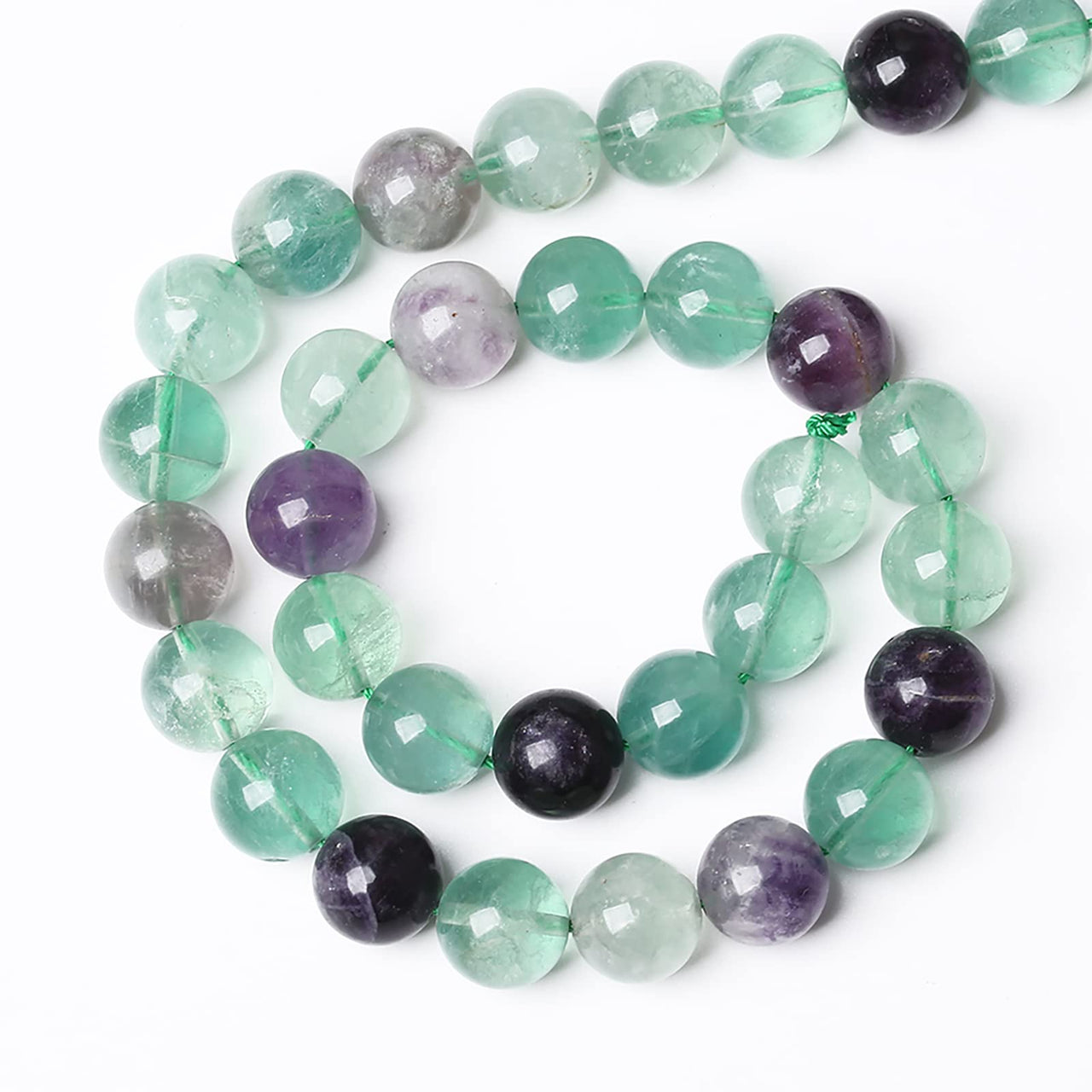 61pcs 6mm Natural Stone Beads Fluorite Gemstone Round Loose Beads for Jewelry Making DIY Bracelet Necklace Energy Crystal Healing Power Stone 15" Green Fluorite