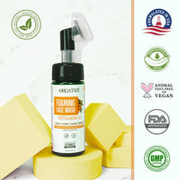 Orgatre Vitamin C Foaming Face Wash with Built-in Silicon Brush For Women & Men| Niacinamide Foaming cleanser for Acne prone Skin | | Vitamin C Face Wash |For Oily and dry Skin | 100 ml
