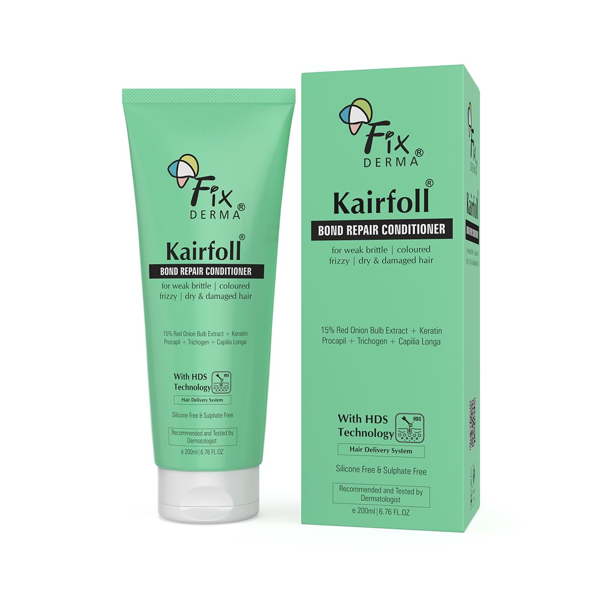 FIXDERMA Kairfoll 15% Red Onion Conditioner With Castor Oil for Growth, Bond Repair for Coloured Hair, Women's Conditioner for Dry & Frizzy Hair - 200 Millilitre