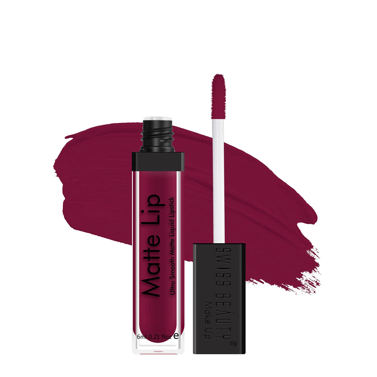 Swiss Beauty Ultra Smooth Matte Lip Liquid Lipstick, Smooth Lip Color, Weightless Finish, Silky Matte Finish, Shade- Wine, 6ml