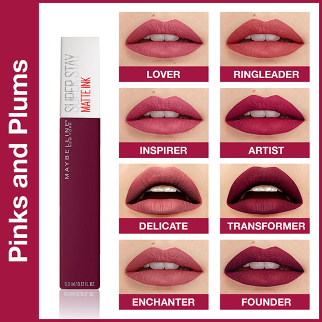 Maybelline New York Liquid Matte Lipstick, Long Lasting, 16hr Wear, Superstay Matte Ink, 70 Amazonian, 5ml