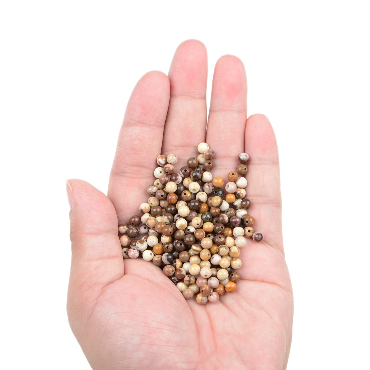 Bymitel 210pcs Natural Crystal Beads Stone Gemstone Round Energy Healing Loose Beads with Stretch Cord for Jewelry Making Bracelets Anklets (Brown Zebra Jasper, 4mm 210pcs) Brown Zebra Jasper