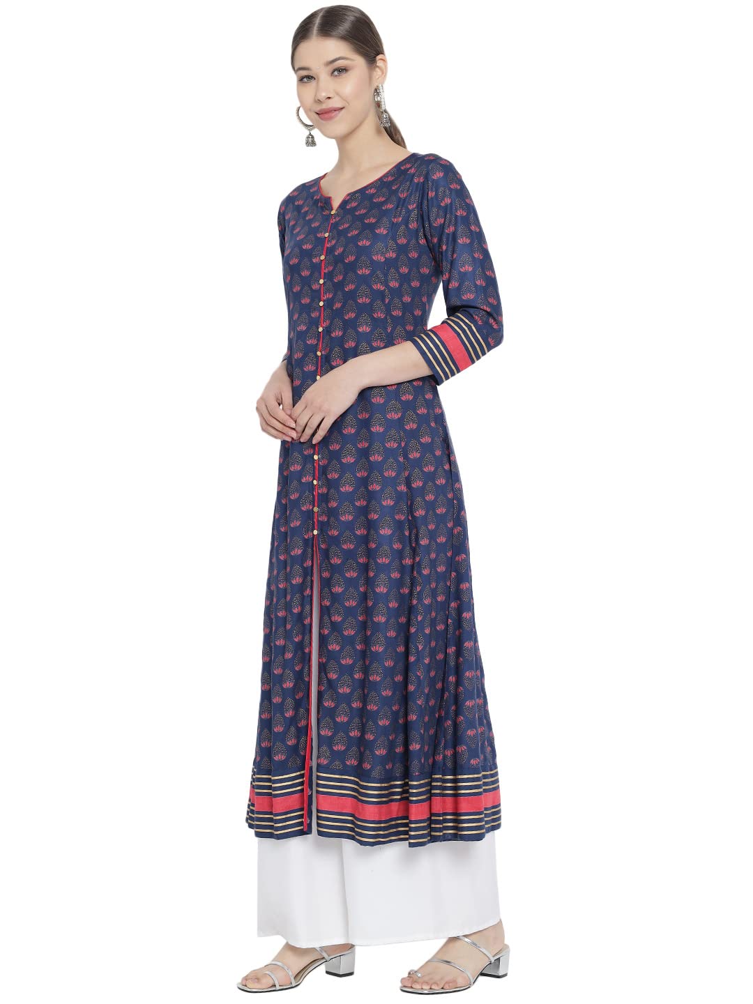 Yash Gallery Women's  Rayon Floral Printed Anarkali Kurta for Women